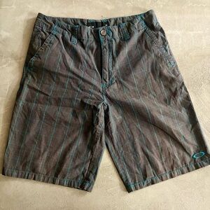 Oakley Gray and Blue Flat Front Shorts. 32”
